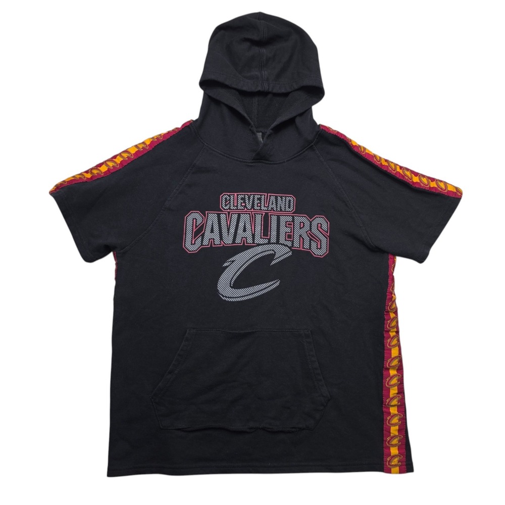 NBA Cleveland Cavaliers Short Sleeve Hoodie Black Mens Small Distressed Logo
